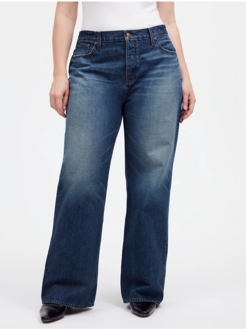 Madewell Low-Slung Baggy Button Fly Jeans Moffat Wash Size 30 NS199 100% Cotton